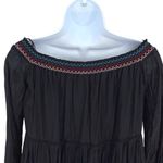 Free People  Womens Sunbeams Embroidered Off Shoulder Mini Dress Black‎ Size XS Photo 5
