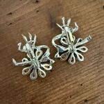 1950s Vintage Coro Rhinestone Earrings Light Pastel Blue Rhinestone Flowers Fanf Photo 2