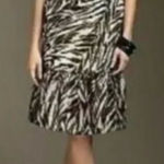 Talbots Empire Waist Ruffle Hem Animal Print Sleeveless Midi Dress Size 8 Photo 0