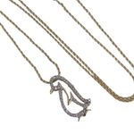 14k Solid Yellow Gold Chain with 10K Diamond Dolphin Pendant Necklace Set Photo 3