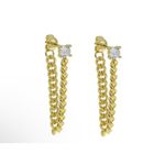 Boutique Solitaire Curb Chain Drop Earrings | Yellow Gold Filled Photo 13