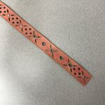 Fossil  Womens Pink Leather Belt Medium Silver Buckle Boho Floral Cut Out Stud Photo 4