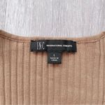 Square Neck Stone Studded Long Sleeve Top L Tan Size L Photo 1