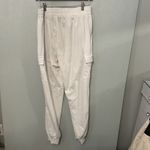 New Look White Cargo Jogger Pants Elastic Waist Pocket Detail Women's Large Photo 2