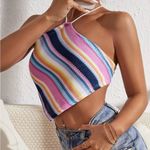 SheIn Striped Backless Bandana Crop Top Photo 1