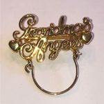 Gold Tone Vintage Heart Grandma's Angels Brooch Photo 1