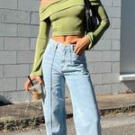 Princess Polly Booran Light Wash Denim Wide Leg Center Seam Jeans 10 Photo 1