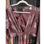 ASOS  DESIGN tiered ruffle floral jaquard mini dress ruffle cutout skirt metallic Photo 9