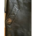 Tannery West 90s Black Leather Faux Fur Trim Coat size Small Photo 9