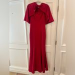 Black Halo  Cristanta Caplet Mermaid Gown Molten Red Size 10 Sleeved Satin Maxi Photo 8