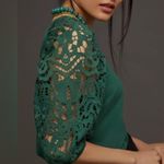 Anthropologie Like New  Dolan Lace Puff Sleeve Sweatshirt Top Green Size Small Photo 2