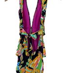 Trina Turk Tahitian Floral Print One Piece Swimsuit Tie Back Colorful Womens 12 Photo 4