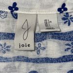 Joie  Women’s L Blue White Linen Batik Printed Button Up Roll Sleeve Shirt Dress Photo 4