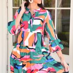 Entro Sunday Up Colorful Abstract Tiered Dress Photo 0