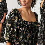 Free People  Witchy Oasis Printed Midi Dress Black Floral XS Bohemian Prairie Photo 0