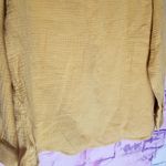 MOTE MUSTARD YELLOW ORANGE SLUB COTTON V NECK BOHO LAGENLOOK BLOUSE XL Photo 6