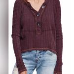We The Free Free people  Henley ribbed long sleeve shirt burgundy size M Photo 1