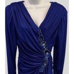 Abby Kent VTG 80s Evening Gown Prom Formal Party Dress Old Hollywood Glam Blue Size 10 Photo 2