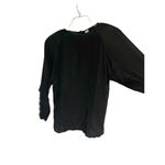 None Vintage Women's Top Shirt Long Sleeve Silk Blend Gold Buttons Black Size 10 Photo 2