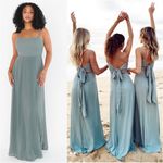 Show Me Your Mumu Lauren Tie Maxi Dress in Deep Sage Chiffon $148 NWT XXL Photo 1