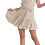 Marine layer NWT Laney Mini Dress Beachy Stripe Belted Ruffle Tencel Linen XS Photo 0