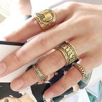 Boutique 🐘 4pc Boho Elephant Gold Midi Rings Bohemian New Photo 0