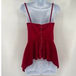 Guess  Velvet Bustier Top Sz S Red Holiday Peplum Holiday Y2K Glam Corset Party Photo 4