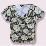 Y2K AGB cowl neck medallion print blouse Brown Size M Photo 0