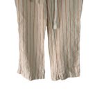 Elan  Women's Size Small 100% Linen Striped White Pink Flowy‎ Pants Photo 3