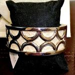 White House | Black Market WHBM Two Sided Faux Snake Skin w. Silver Overlay Magnetic Clasp Bangle Cuff NWT Photo 10