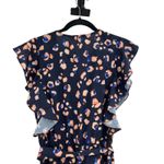 Hutch  Leopard‎ Print Jumpsuit Wide Leg Ruffle Navy Blue Size Medium Photo 5