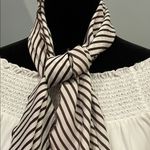 Striped Scarf with Brown and White Stripes Photo 2