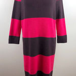 Gap Sweater Dress Medium Striped Ribbed Knit 3/4 Sleeve Red Rugby Knee Length Photo 0