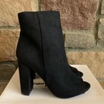 NEW IN BOX Black Suede Peep Toe Booties Size 7 Photo 0