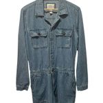 Forever 21 Light Wash Denim Button Up Short Jumper Romper L Photo 2