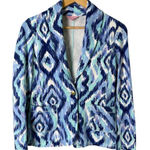 Lilly Pulitzer Mindy Shawl Collar Cardigan Blazer in Blue Swish Print, Size XS Photo 0