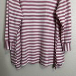 Jane and Delancey  Pink and White Striped V-neck Hoodie Tunic Sweatshirt, Size 1X Photo 6