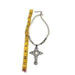 Classy faux pearl & clear crystal cross necklace Photo 2