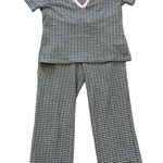 ZARA Women's Jacquard Green Pink Colorway Polo Straight Leg Pant Set - Large Photo 0