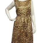 J.Crew Women's Sz 4 Golden Brown Sheath Dress Leopard Print Bow Preppy Casual Photo 0
