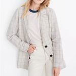 Madewell NWT  Dorset Blazer Windowpane Linen Blend Plaid Jacket Beige Size Large Photo 12
