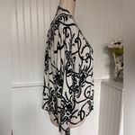 White & Black Long Sleeve Open Front Cardigan by Lyn Size L Photo 3