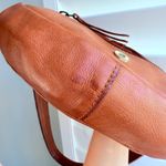 Marta Ponti Cognac Brown Leather Basketweave Satchel Handbag with Brass Hardware Photo 7