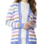 Jones New York NWT Women's Jersey Stripe Long Cardigan Sweater Photo 1