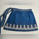 Free People Blue Cream Wrap Mini Skirt Photo 6