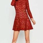 ZARA  Crochet Lace Boho A Line Mini Dress‎ Size Large Burgundy Wine Valentine Photo 0