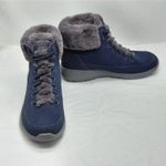 Skechers On The Go Goga Mat Fur Lined Ankle Boots Womens 6.5 Blue Cozy Comfort Photo 4