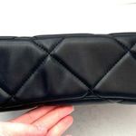 Badgley Mischka Black Diamond Quilted Puffer Front Lock Shoulder Bag Purse Photo 6