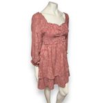 Pink Lily | Textured Floral Long Sleeve Cinched Bust Smocked Mini Tiered Dress L Photo 8