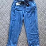 Indigo Rein super High Rise Crop chambray pants paper bag waist tapered leg Photo 0
